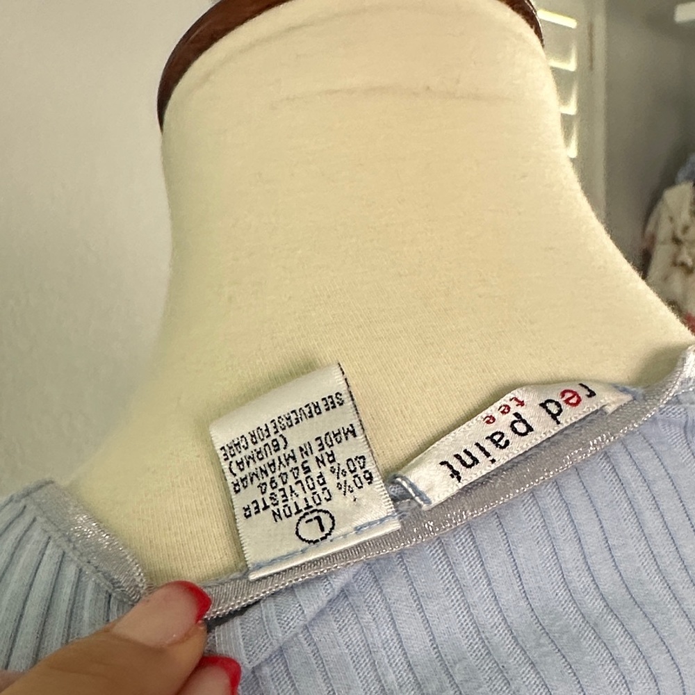 Sky Blue Ribbed Women's Top - Picture 7 of 7